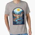 Annecy Vintage Travel Illustration by HomeLivingCo - Adult & Kids T-Shirts, Sweatshirts & Hoodies apparel design preview 1