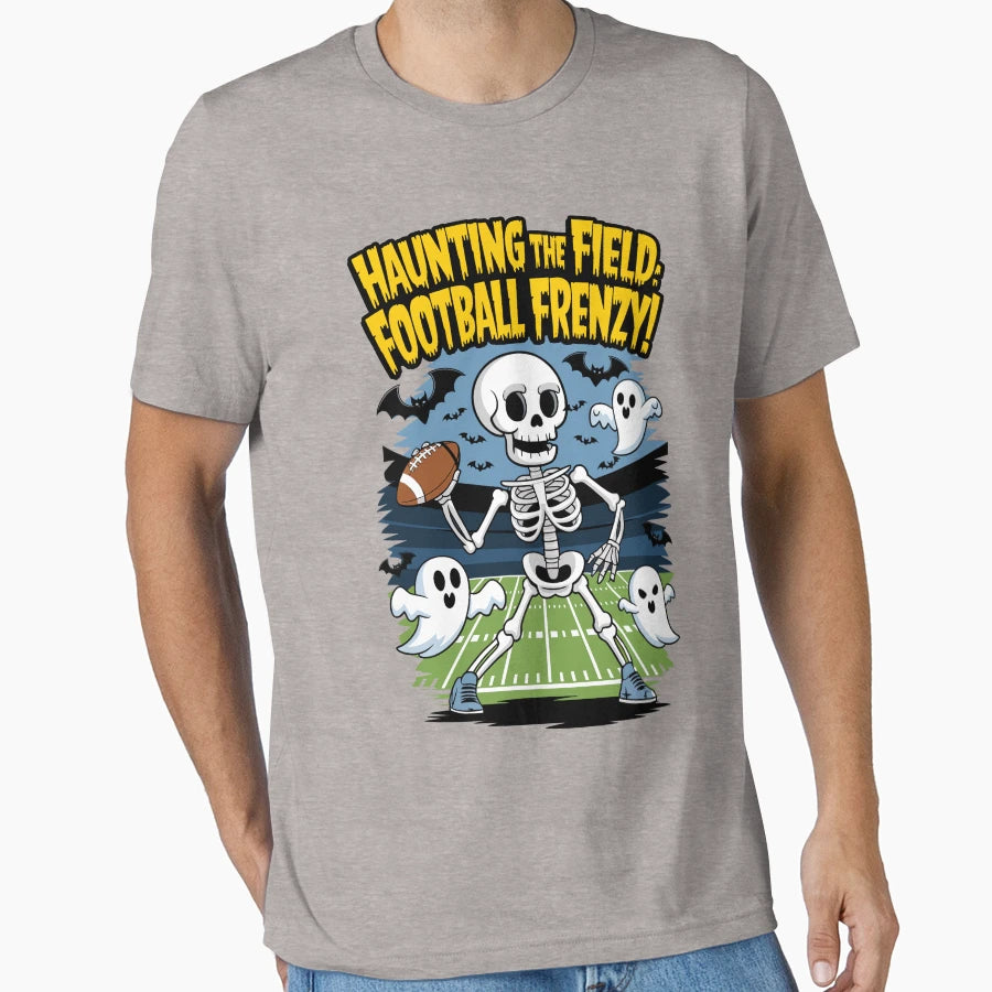 Haunting Field Football Frenzy Halloween T-Shirt - Novelty Apparel Unisex - T-Shirt, Sweatshirt, Hoodie