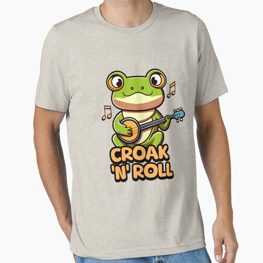 Croak 'N' Roll! Cute Banjo Frog by PMCreative - Adult & Kids T-Shirts, Sweatshirts & Hoodies apparel design preview 1