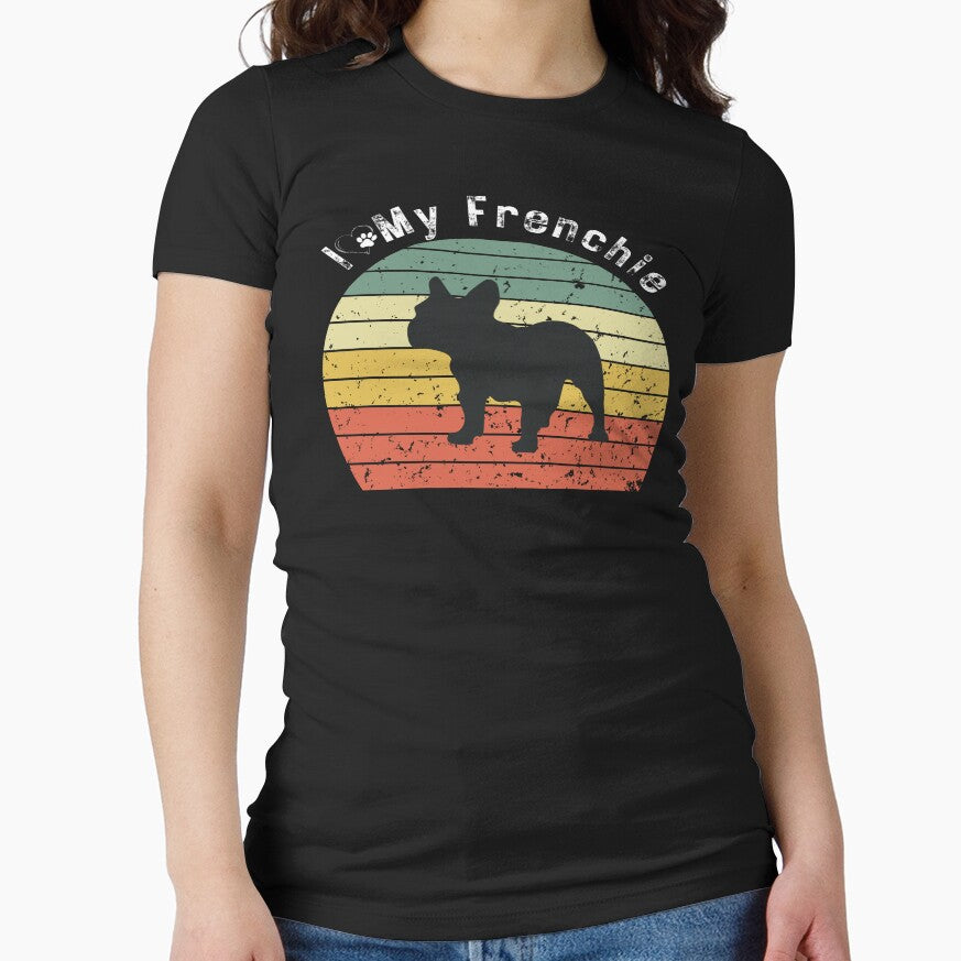 Retro Sunset I love My Frenchie Bulldog by Drnksuzys - Adult & Kids T-Shirts, Sweatshirts & Hoodies apparel design preview 1