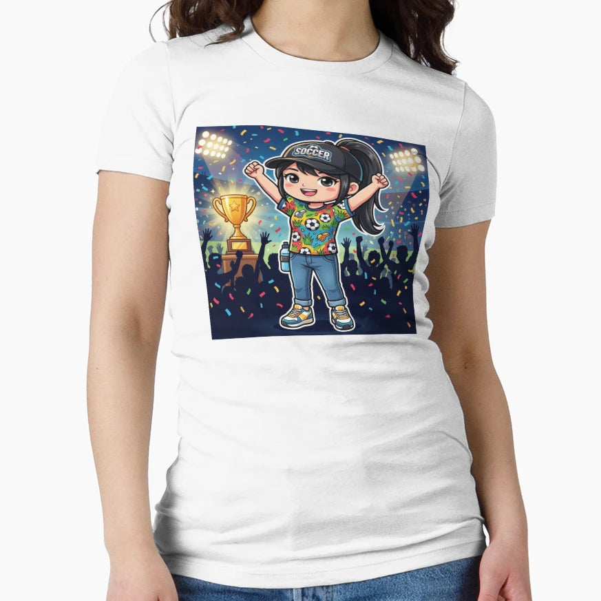 Victory Celebration Soccer Chibi T-Shirt - Casual Everyday Wear Unisex - T-Shirt, Sweatshirt, Hoodie