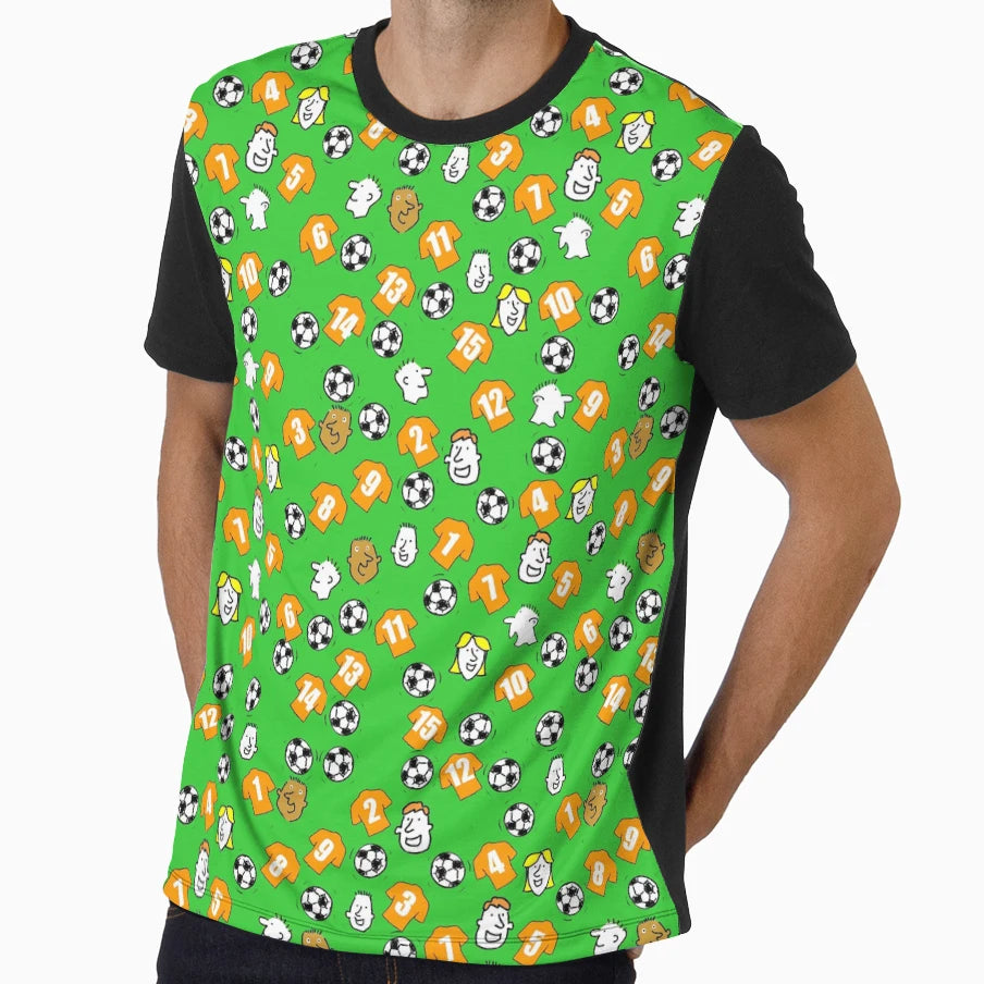 Cartoon Footballs Orange Gold Shirts Fans T-Shirt - Graphic Print Men Women - T-Shirt, Sweatshirt, Hoodie