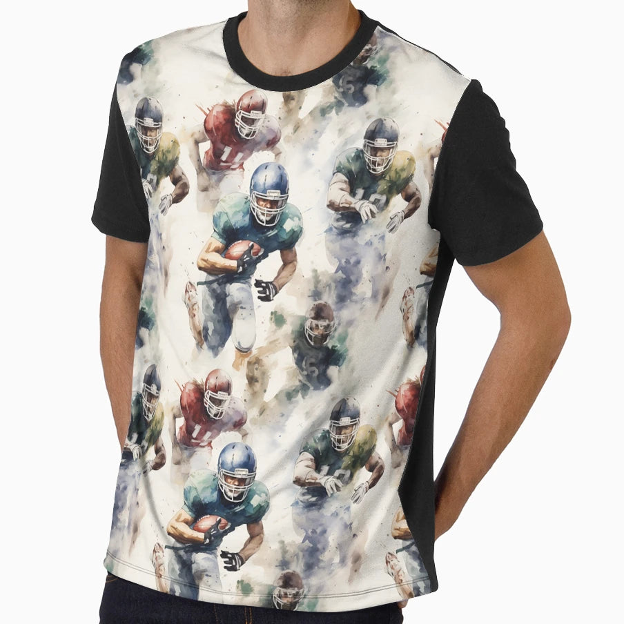 American Football Watercolor Pattern T-Shirt - Streetwear Style for Adults - T-Shirt, Sweatshirt, Hoodie