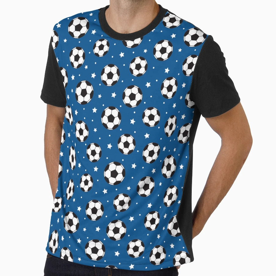 Soccer Ball Pattern Dark Blue T-Shirt - Fun Novelty Design for Adults - T-Shirt, Sweatshirt, Hoodie
