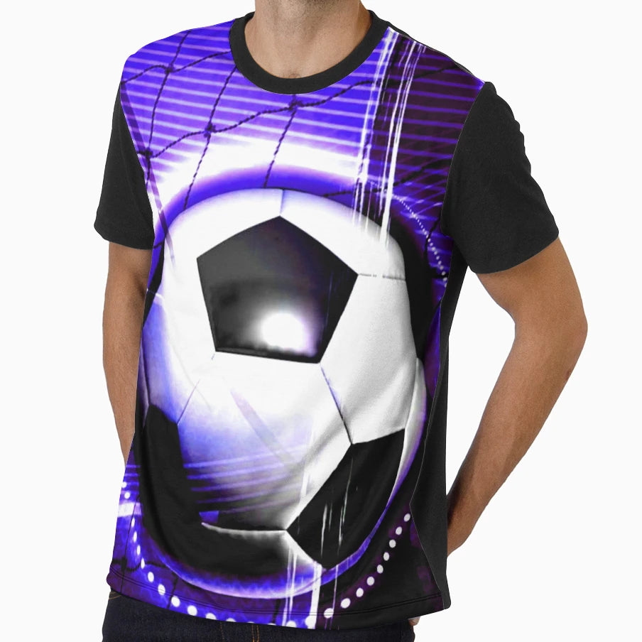 Soccer Ball Blue Glow T-Shirt - Streetwear Style for Adults - T-Shirt, Sweatshirt, Hoodie
