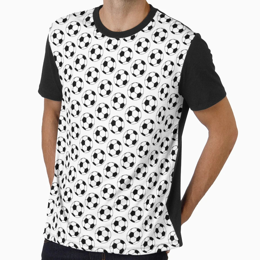 Soccer Ball Pattern Black And White T-Shirt - Trendy Graphic Men Women - T-Shirt, Sweatshirt, Hoodie