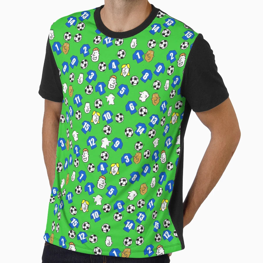 Cartoon Footballs Blue Shirts Fans T-Shirt - Streetwear Style Unisex - T-Shirt, Sweatshirt, Hoodie
