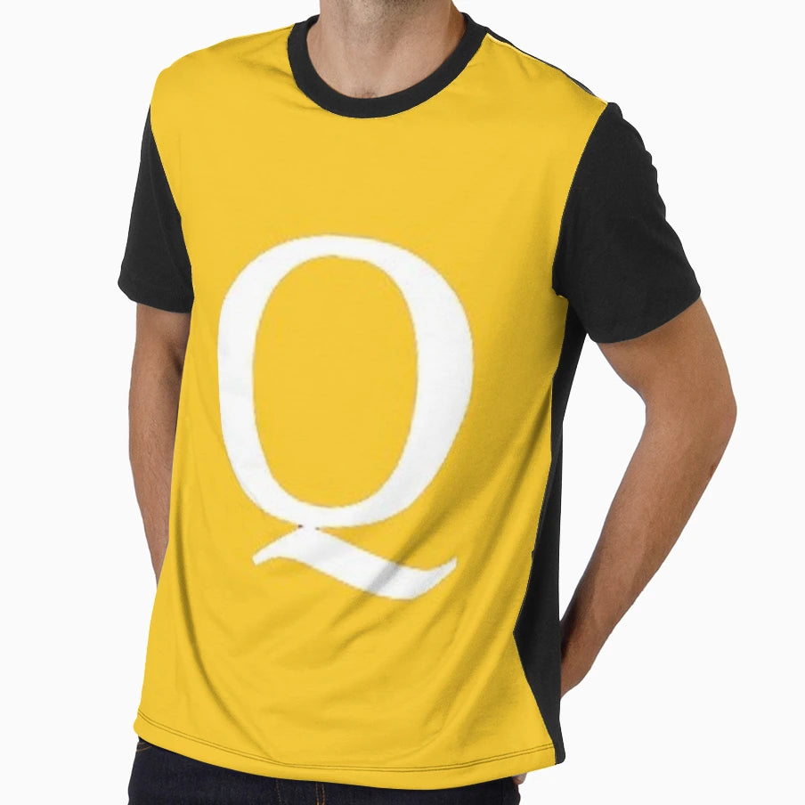 Letter Q Gold Yellow T-Shirt - Custom Art Print for Adults - T-Shirt, Sweatshirt, Hoodie