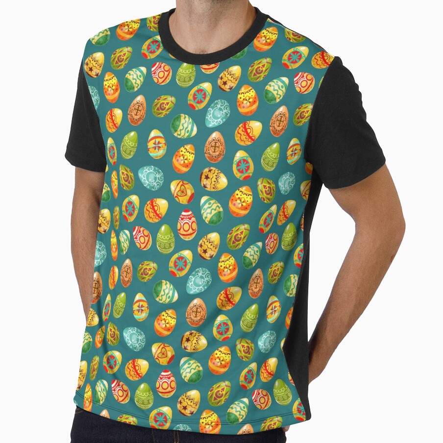 Easter Eggs Decorated Green Happy Holiday by - Adult & Kids T-Shirts, Sweatshirts & Hoodies apparel design preview 1