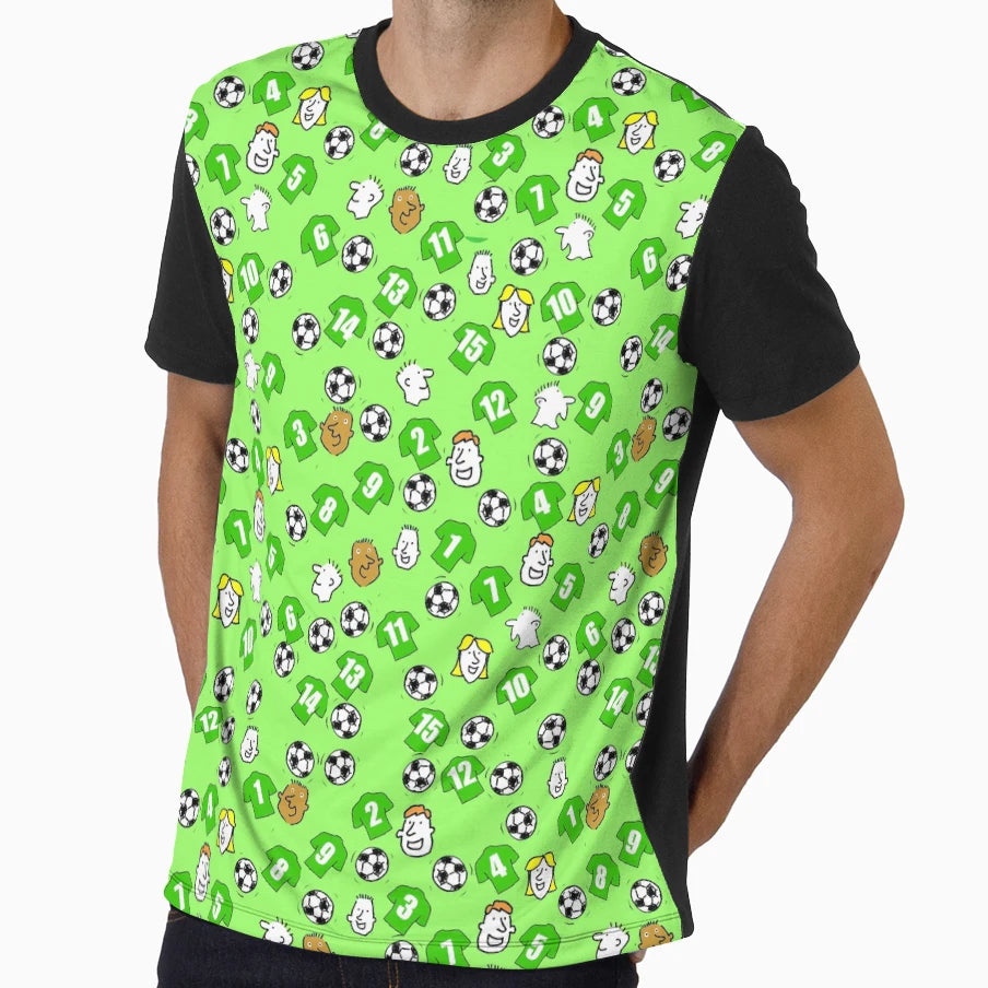 Cartoon Footballs Green Shirts Fans T-Shirt - Graphic Print Unisex - T-Shirt, Sweatshirt, Hoodie