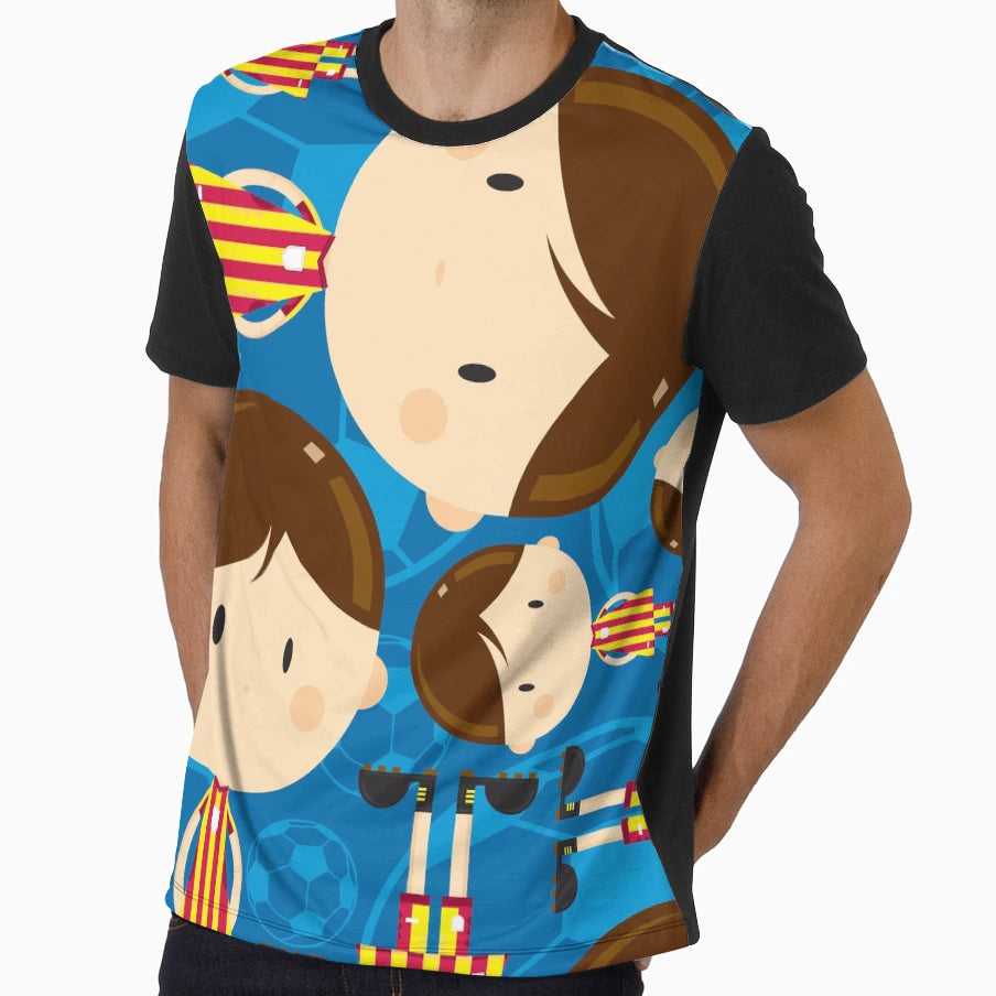 Cartoon Soccer Player Pattern T-Shirt - Casual Everyday Wear Men Women - T-Shirt, Sweatshirt, Hoodie
