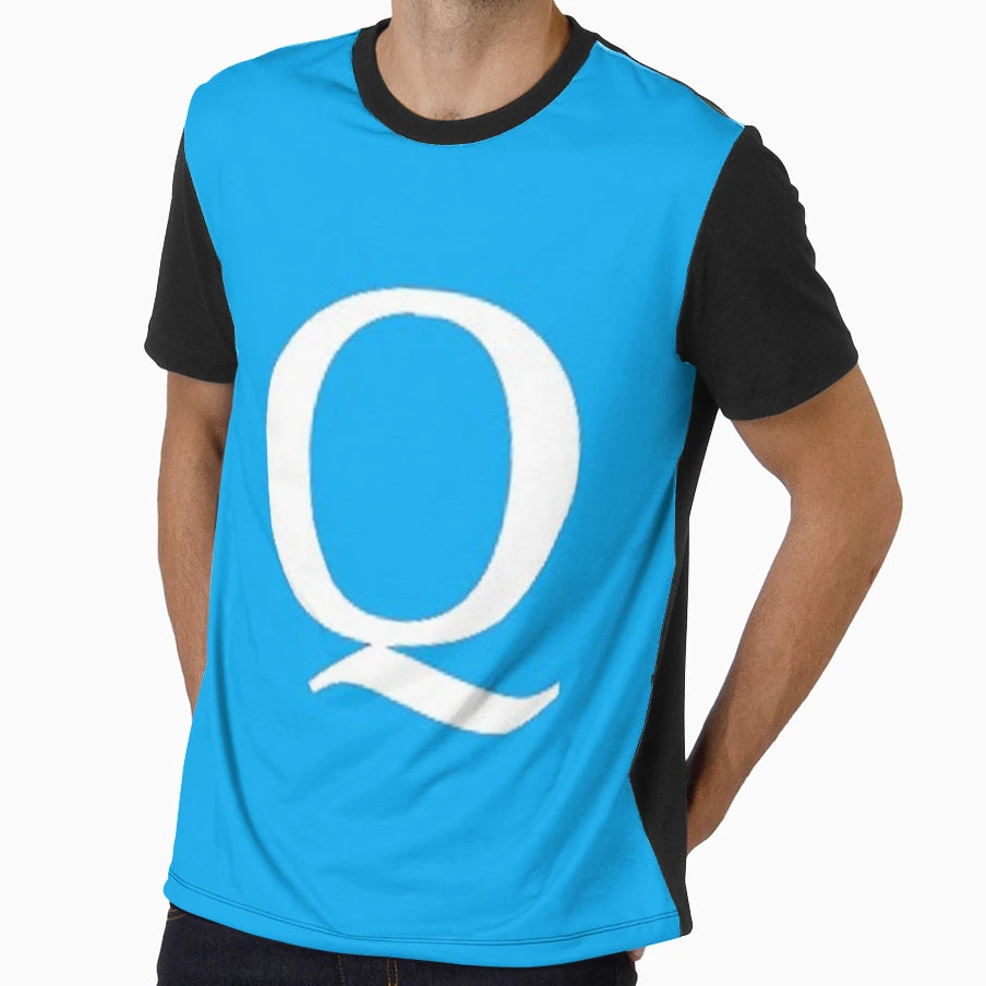 Letter Q Blue T-Shirt - Streetwear Style for Adults - T-Shirt, Sweatshirt, Hoodie
