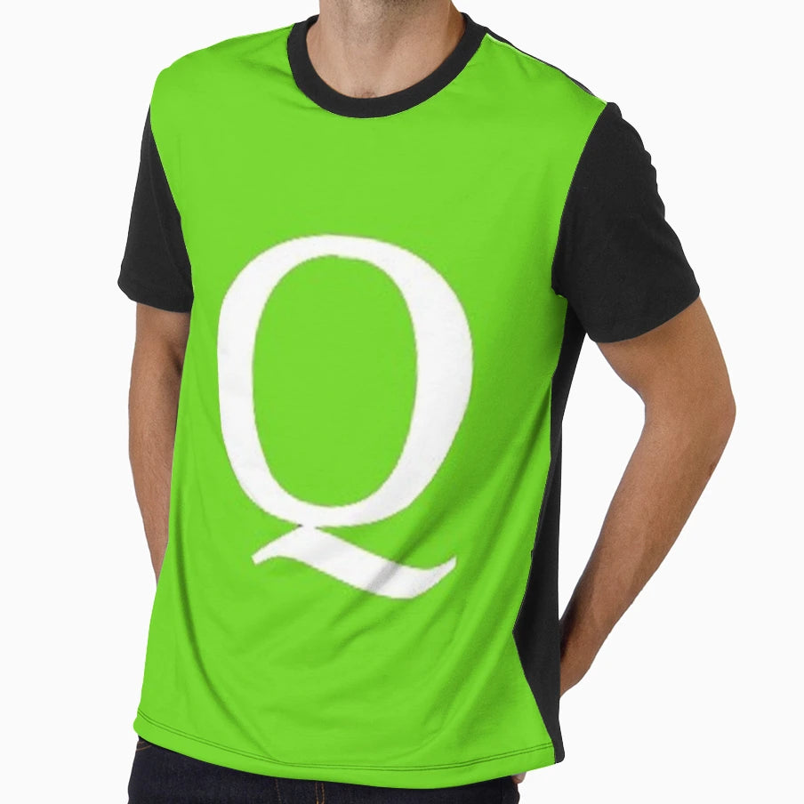 Letter Q Green T-Shirt - Graphic Print Unisex - T-Shirt, Sweatshirt, Hoodie
