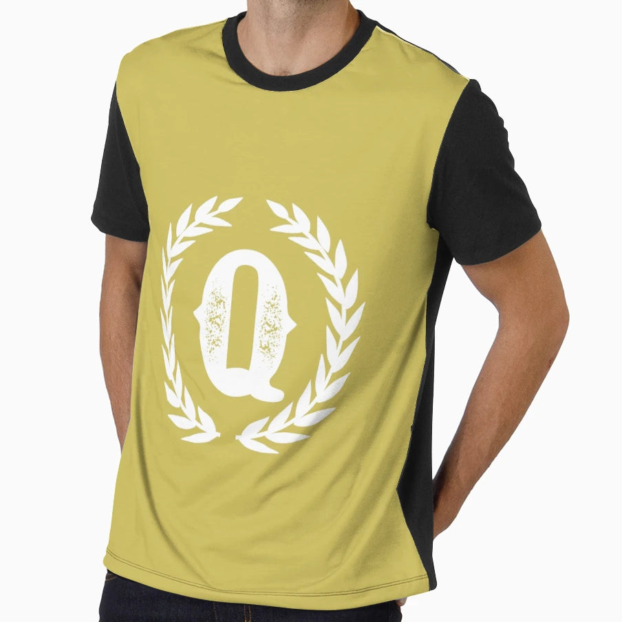 Mustard Yellow Monogram Letter Q T-Shirt - Custom Art Print for Adults - T-Shirt, Sweatshirt, Hoodie