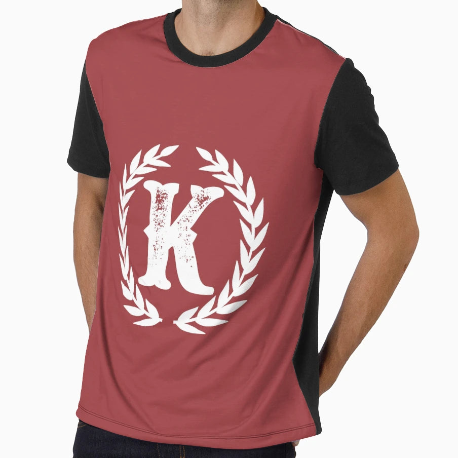 Rustic Red Monogram Letter K T-Shirt - Novelty Apparel Unisex - T-Shirt, Sweatshirt, Hoodie