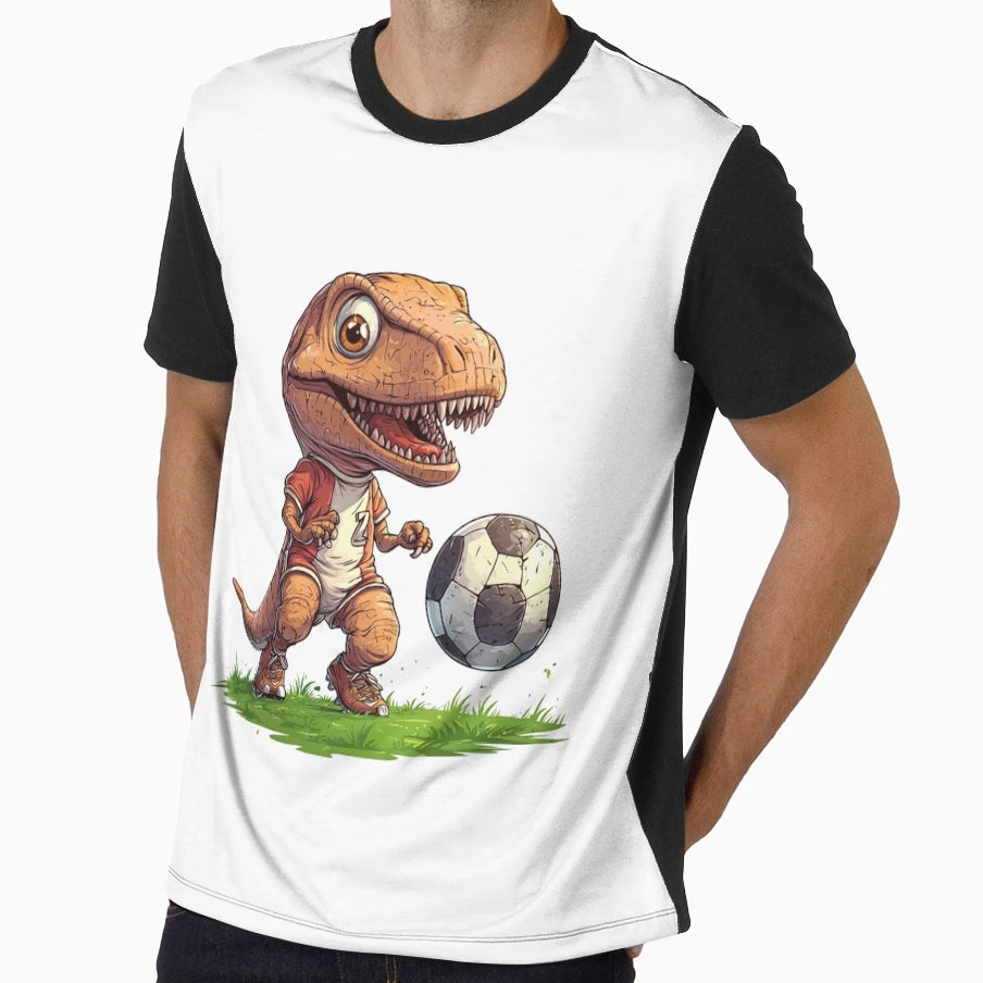 T Rex Dinosaur Playing Soccer Football T-Shirt - Novelty Apparel Unisex - T-Shirt, Sweatshirt, Hoodie