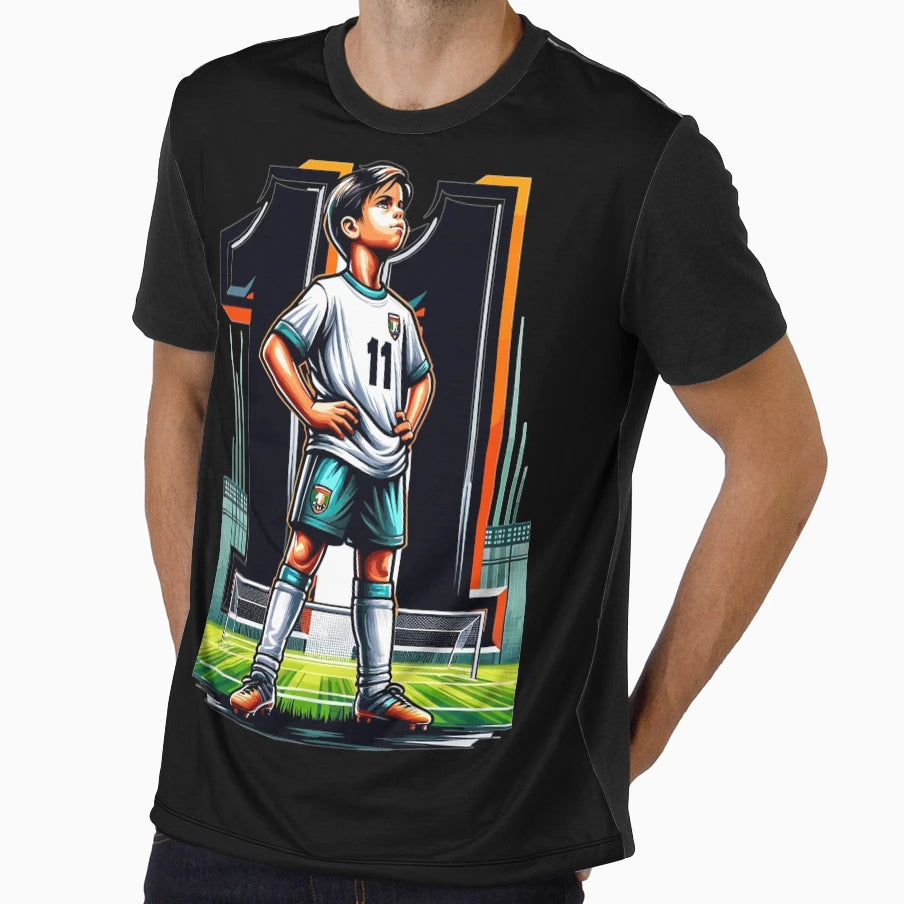 11 Year Old Young Football Birthday T-Shirt - Custom Art Print Unisex - T-Shirt, Sweatshirt, Hoodie