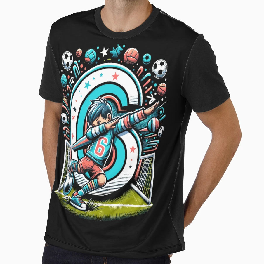 6 Year Old Soccer Birthday T-Shirt - Minimalist Print Unisex - T-Shirt, Sweatshirt, Hoodie