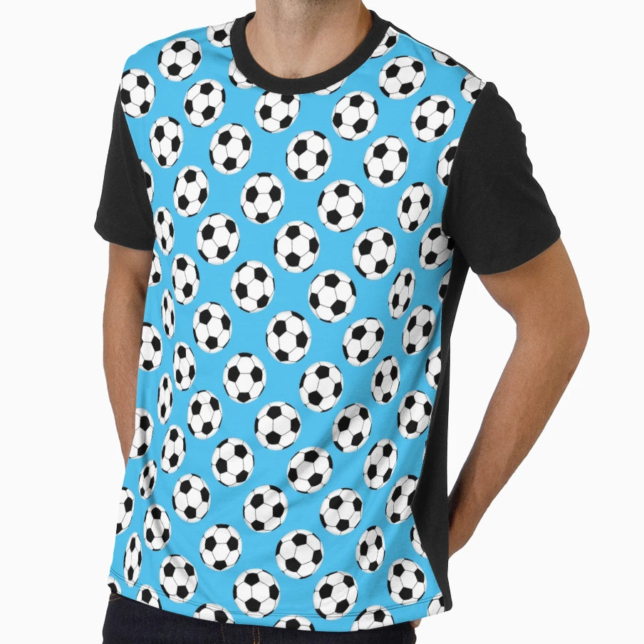 Soccer Ball Pattern Blue T-Shirt - Casual Everyday Wear Unisex - T-Shirt, Sweatshirt, Hoodie