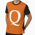 Letter Q Orange T-Shirt - Trendy Graphic for Adults - T-Shirt, Sweatshirt, Hoodie