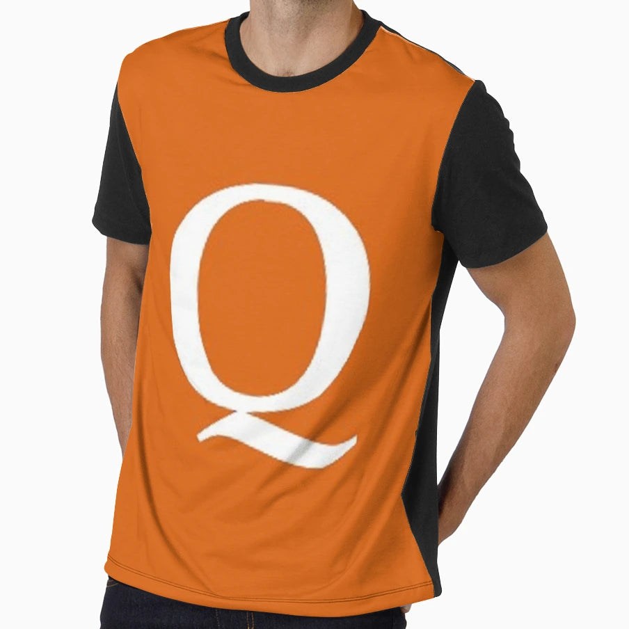 Letter Q Orange T-Shirt - Trendy Graphic for Adults - T-Shirt, Sweatshirt, Hoodie