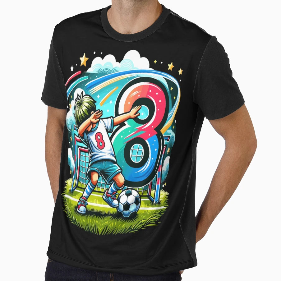 8 Year Old Young Football Birthday T-Shirt - Custom Art Print for Adults - T-Shirt, Sweatshirt, Hoodie