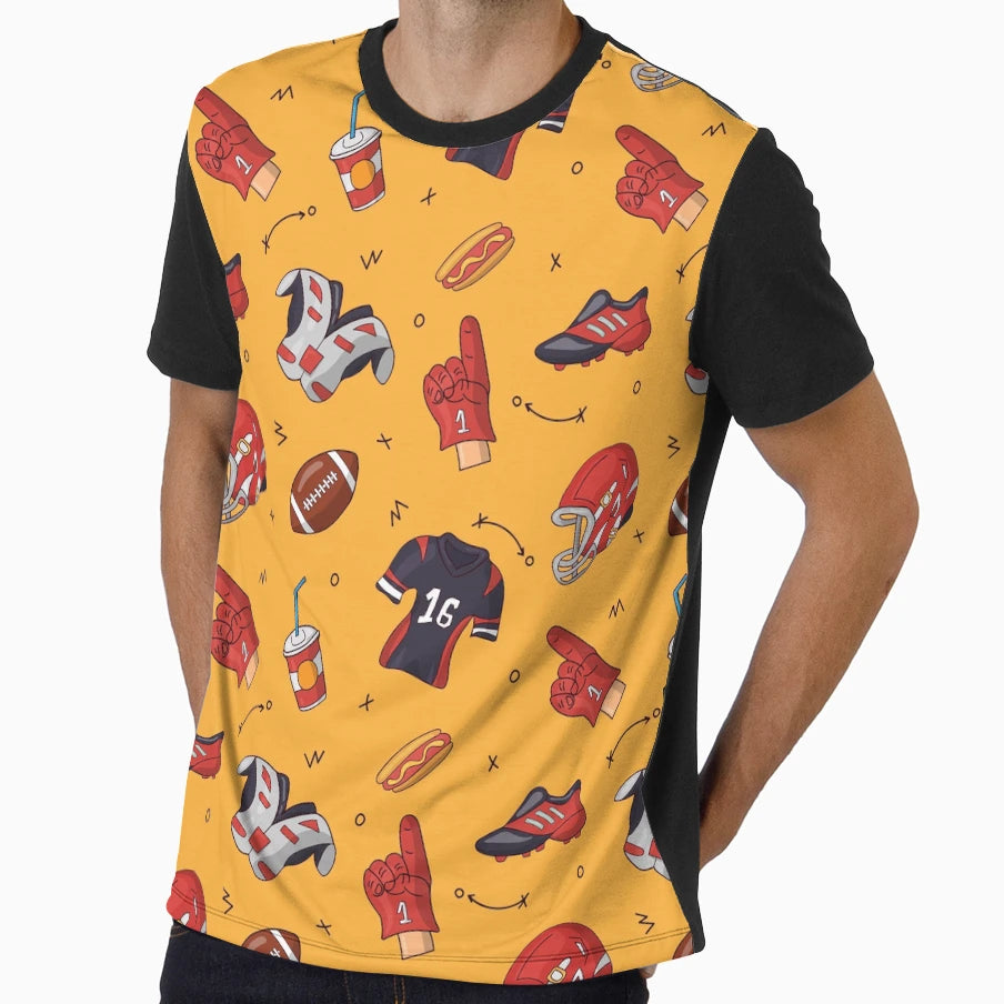 Football Accessories Sports Pattern T-Shirt - Custom Art Print Unisex - T-Shirt, Sweatshirt, Hoodie