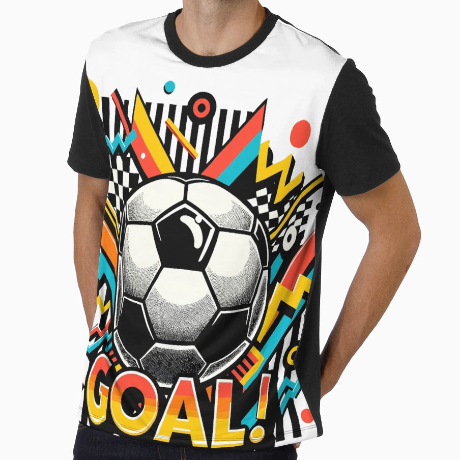 90S Soccer Ball Vibrant Goal Celebration T-Shirt - Unique Graphic Men Women - T-Shirt, Sweatshirt, Hoodie