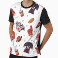 American Football Sports Doodles Pattern T-Shirt - Minimalist Print Unisex - T-Shirt, Sweatshirt, Hoodie