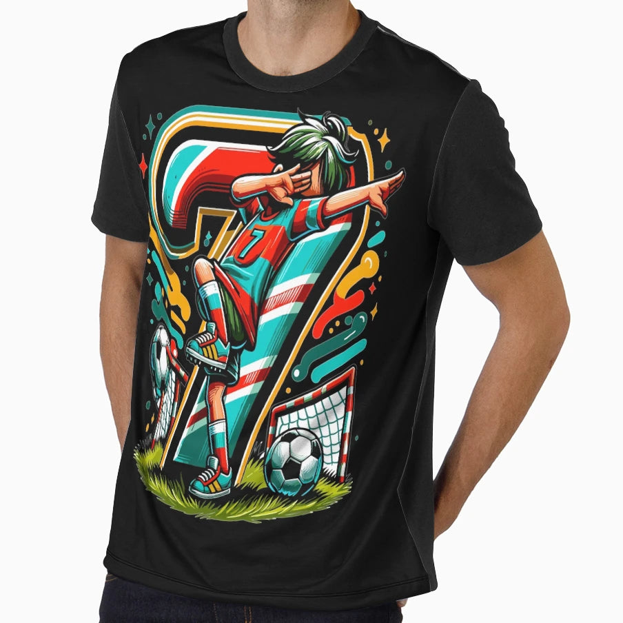 7 Year Old Soccer Birthday T-Shirt - Custom Art Print for Adults - T-Shirt, Sweatshirt, Hoodie