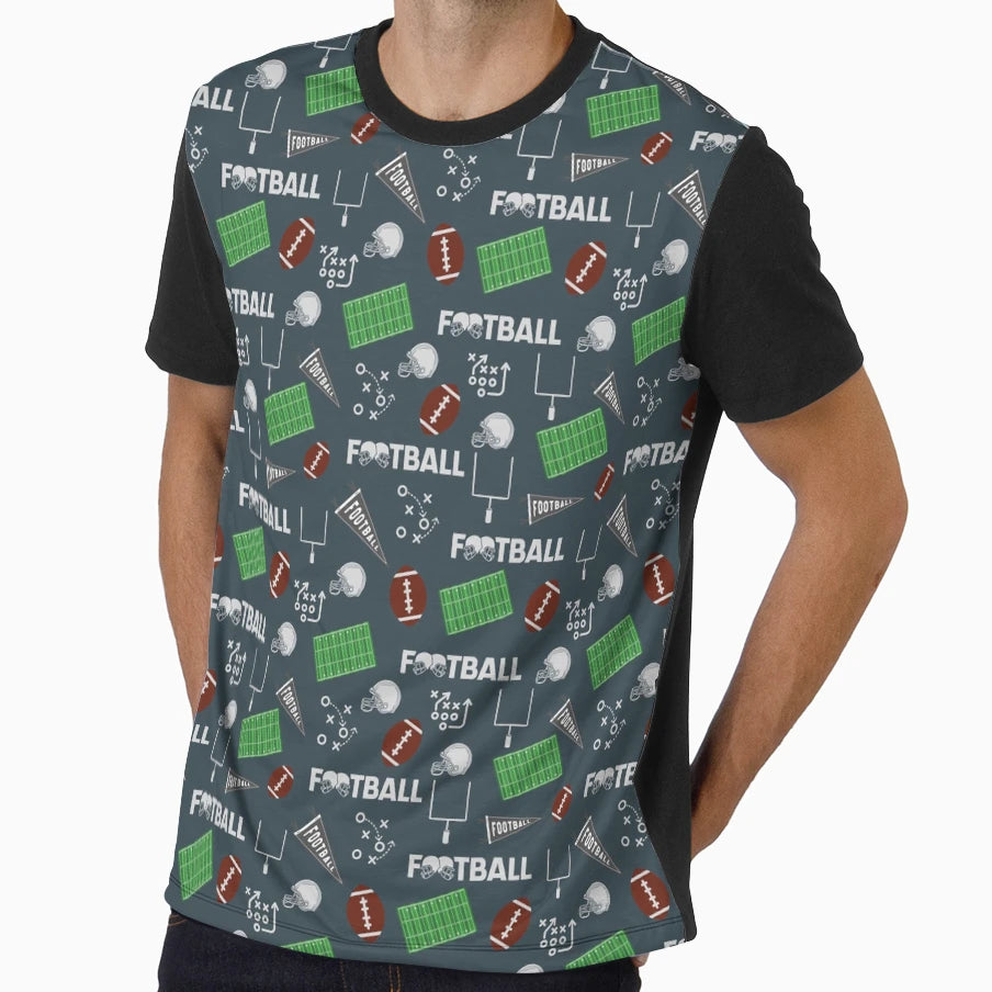 Football Fun Dark Blue T-Shirt - Custom Art Print Men Women - T-Shirt, Sweatshirt, Hoodie