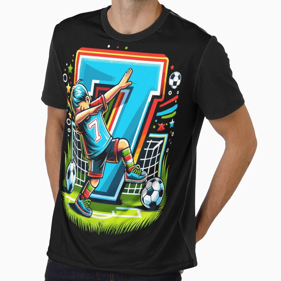 7 Year Old Soccer Birthday T-Shirt - Minimalist Print Unisex - T-Shirt, Sweatshirt, Hoodie