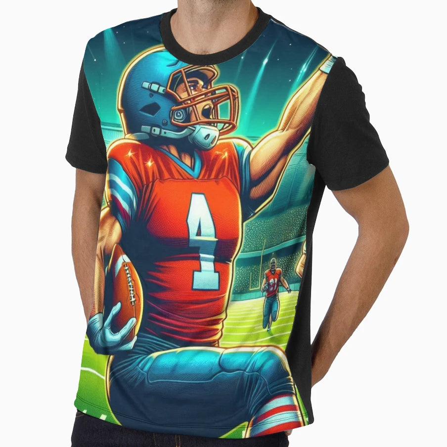 Cheering American Football Player T-Shirt - Minimalist Print Men Women - T-Shirt, Sweatshirt, Hoodie