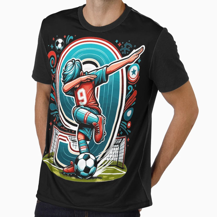 9 Year Old Young Football Birthday T-Shirt - Custom Art Print Unisex - T-Shirt, Sweatshirt, Hoodie