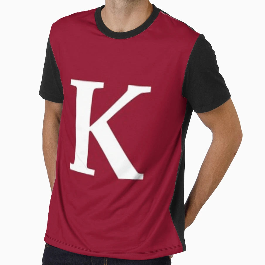 Letter K Maroon T-Shirt - Graphic Print Unisex - T-Shirt, Sweatshirt, Hoodie