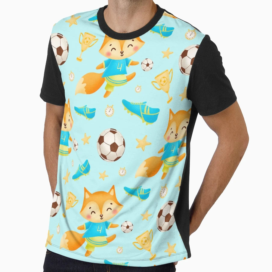 Soccer Fox Pattern T-Shirt - Novelty Apparel Men Women - T-Shirt, Sweatshirt, Hoodie