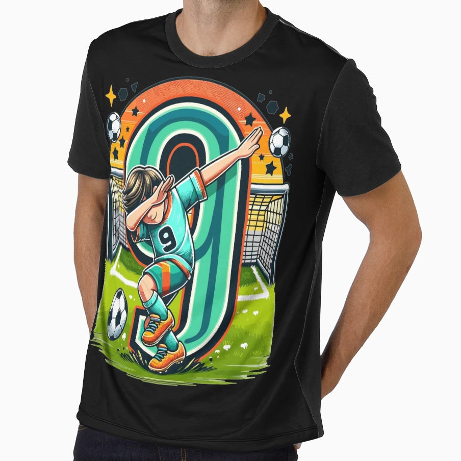 9 Year Old Young Football Birthday T-Shirt - Unique Graphic Unisex - T-Shirt, Sweatshirt, Hoodie