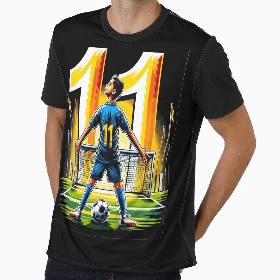 11 Year Old Young Football Birthday T-Shirt - Aesthetic Graphic Men Women - T-Shirt, Sweatshirt, Hoodie