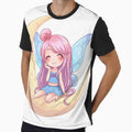 Cute fairy on a crescent moon by SimonsDesignArt - Adult & Kids T-Shirts, Sweatshirts & Hoodies apparel design preview 1