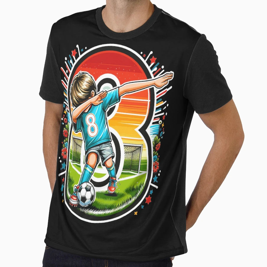 8 Year Old Young Football Birthday T-Shirt - Graphic Print Men Women - T-Shirt, Sweatshirt, Hoodie