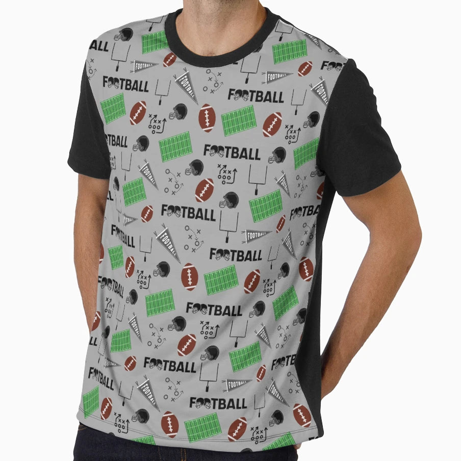 Football Fun Light Gray T-Shirt - Graphic Print Unisex - T-Shirt, Sweatshirt, Hoodie
