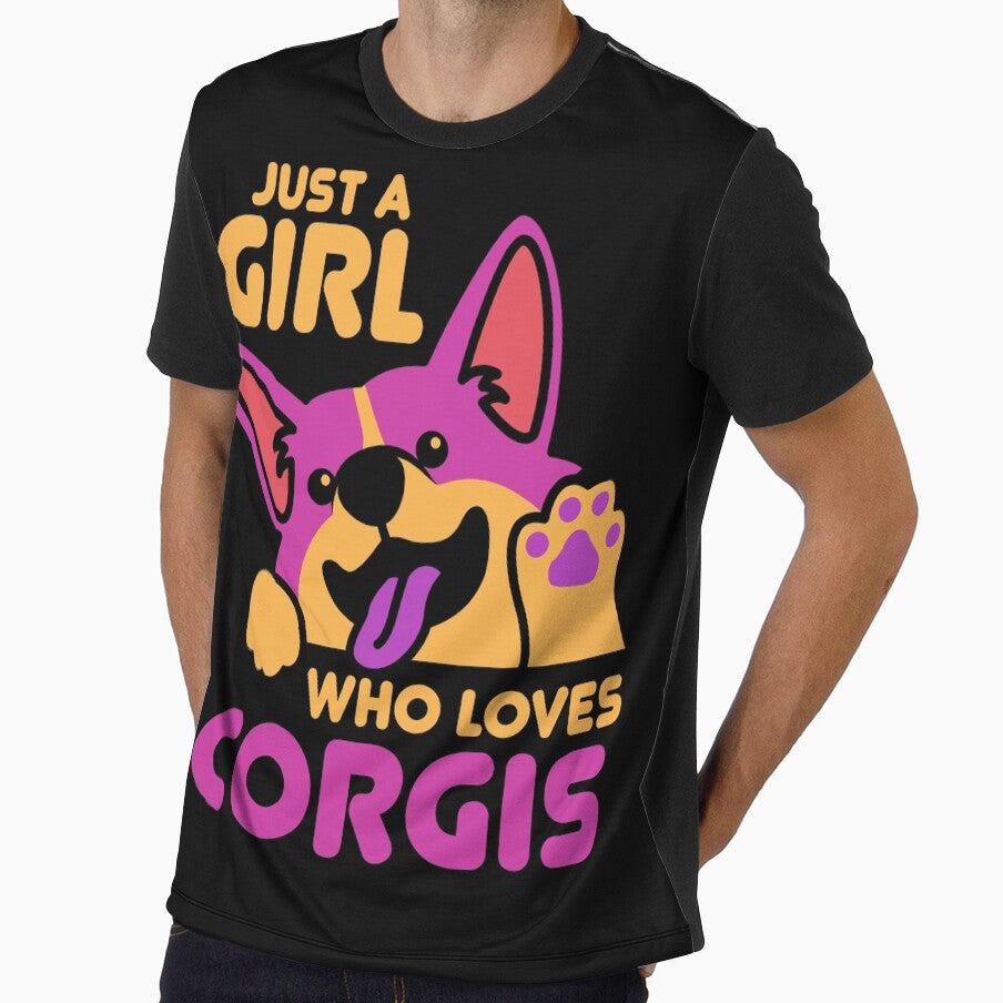 Just A Girl Who Loves Corgis Retro Design by Peter - Adult & Kids T-Shirts, Sweatshirts & Hoodies apparel design preview 1