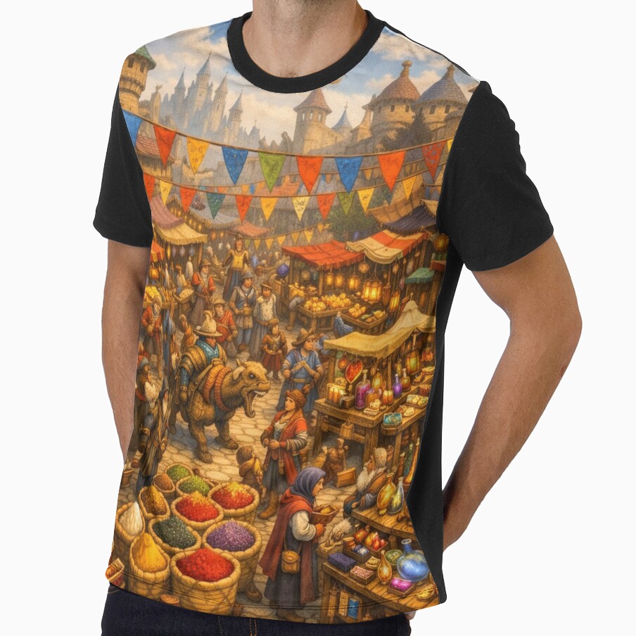 Fantasy Market City by CTRL+ALT+Divine - Adult & Kids T-Shirts, Sweatshirts & Hoodies apparel design preview 1