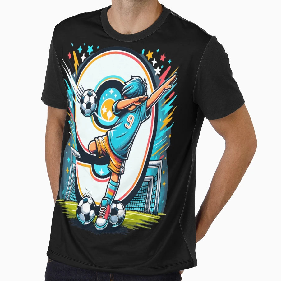 9 Year Old Young Football Birthday T-Shirt - Trendy Graphic Men Women - T-Shirt, Sweatshirt, Hoodie