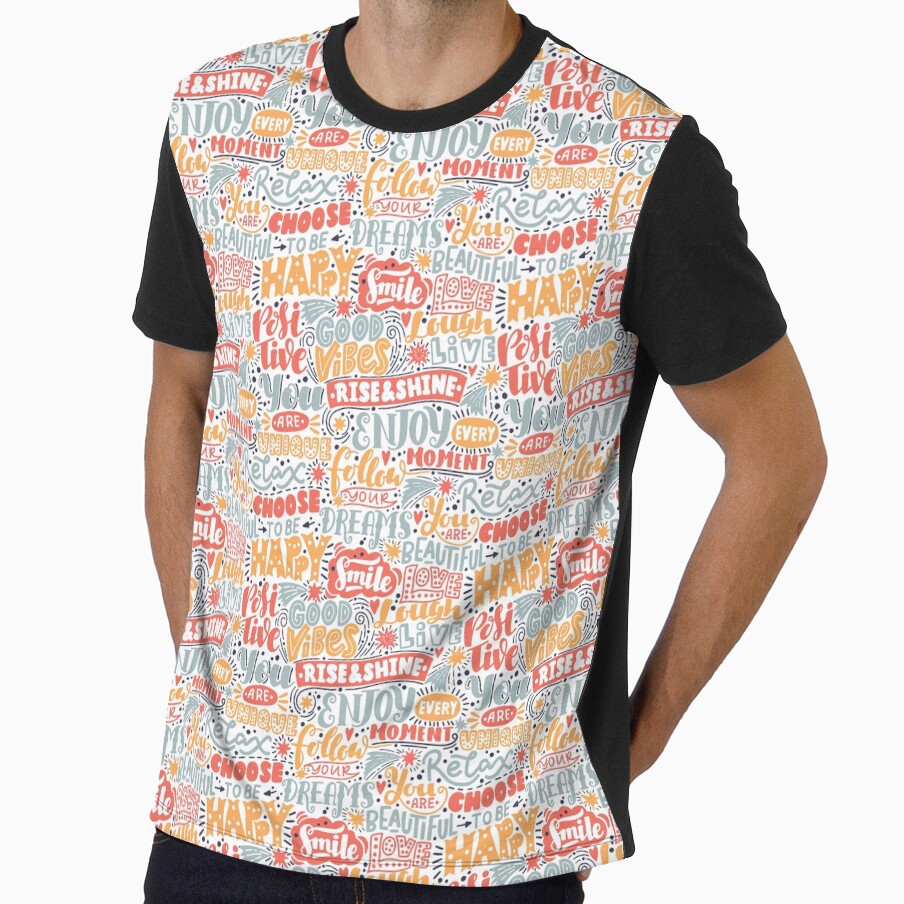 Positive Words, Pattern, by graphic-genie - Adult & Kids T-Shirts, Sweatshirts & Hoodies apparel design preview 1