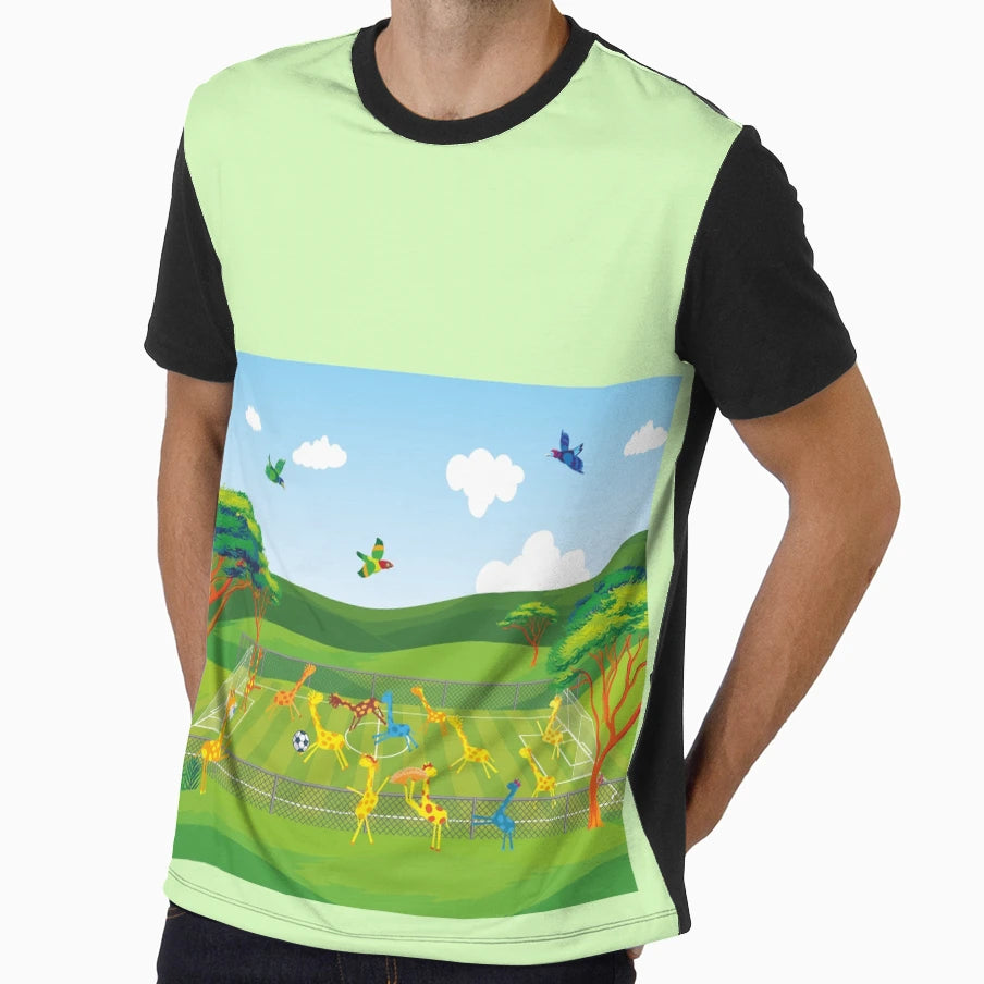 Welcome To World Blue Giraffes Julia T-Shirt - Custom Art Print for Adults - T-Shirt, Sweatshirt, Hoodie