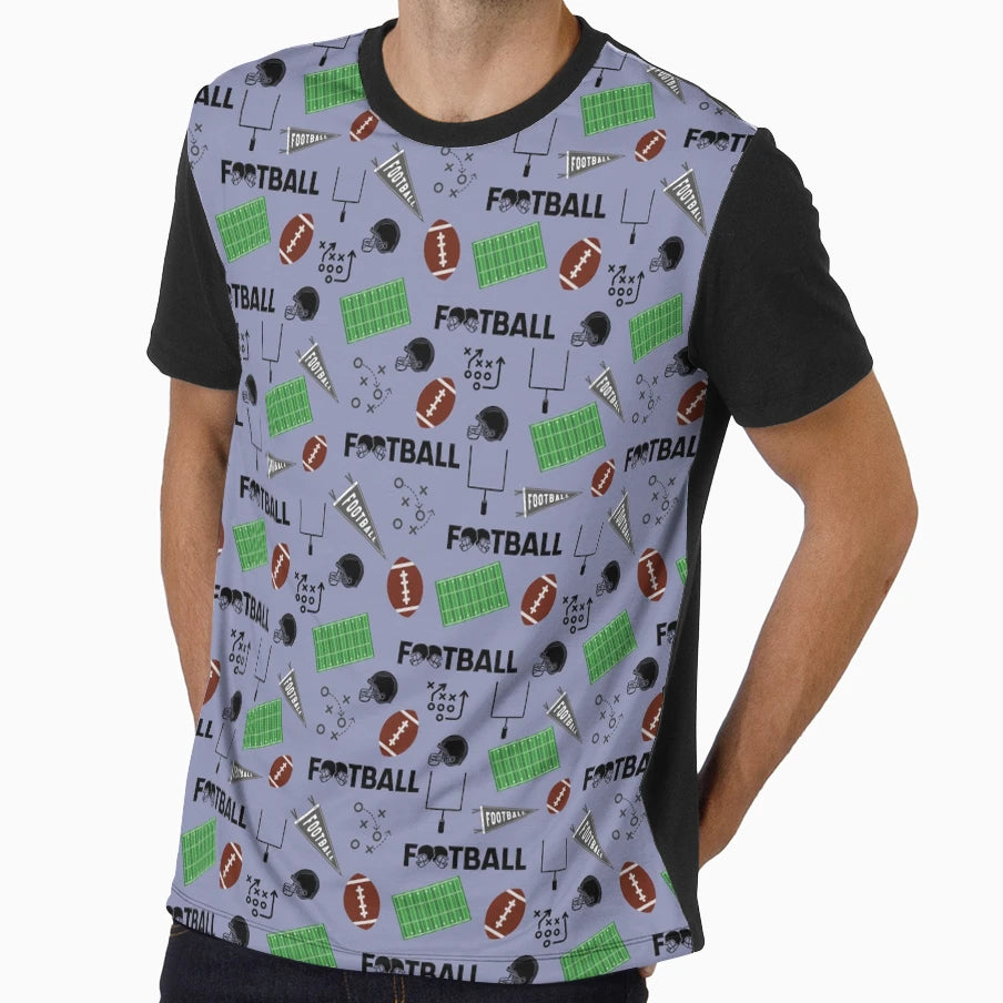 Football Fun Gray Blue T-Shirt - Custom Art Print Men Women - T-Shirt, Sweatshirt, Hoodie