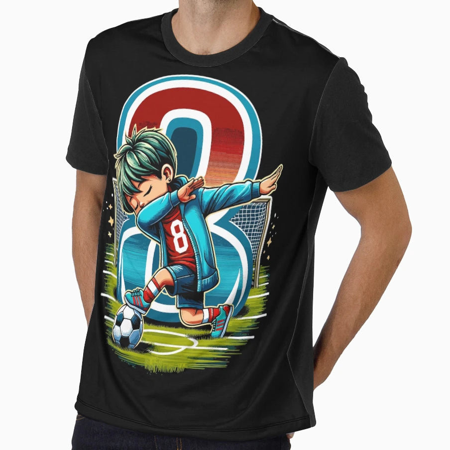 8 Year Old Young Football Birthday T-Shirt - Graphic Print Unisex - T-Shirt, Sweatshirt, Hoodie