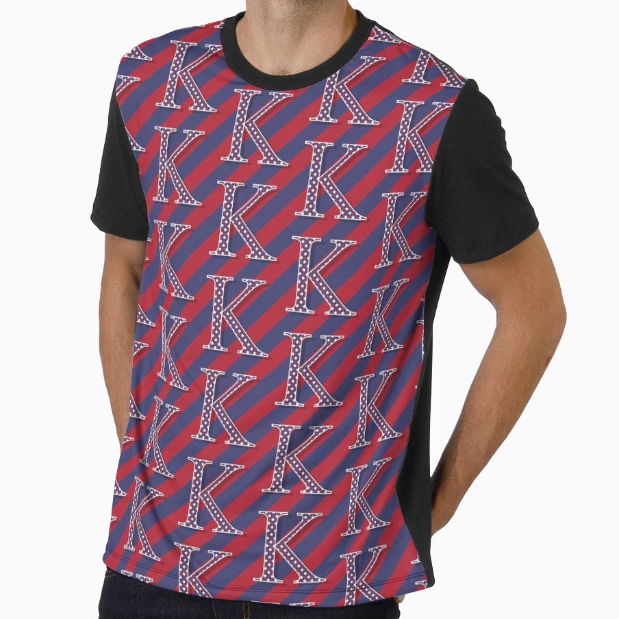 Letter K Americana Old Glory Red T-Shirt - Fun Novelty Design Men Women - T-Shirt, Sweatshirt, Hoodie