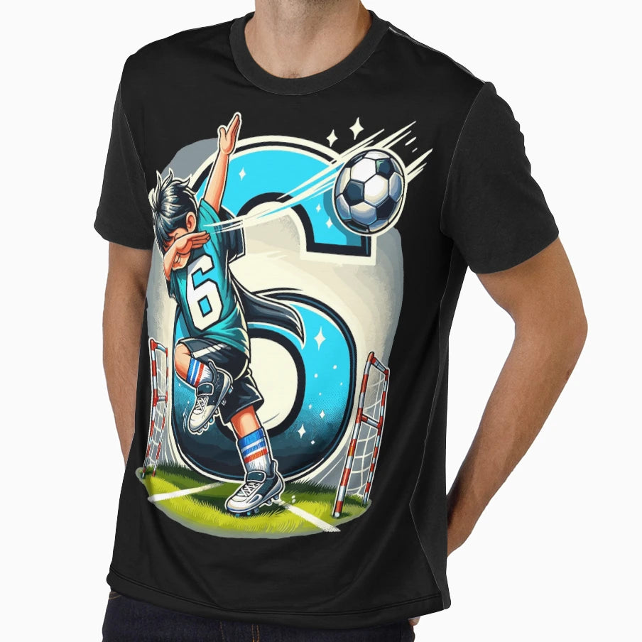 6 Year Old Soccer Birthday T-Shirt - Minimalist Print for Adults - T-Shirt, Sweatshirt, Hoodie